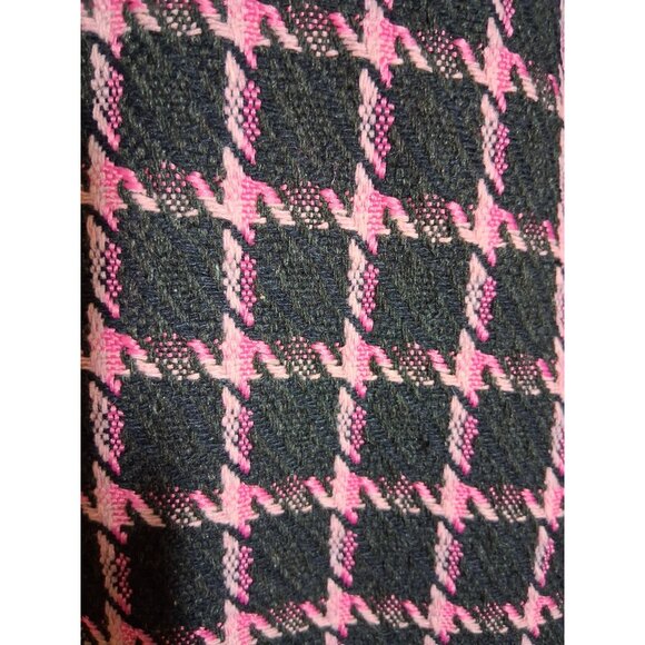 Rachel Zoe Winter Coat Jacket Y2K Retro Plaid Preppy Pink Black Size Large - Picture 5 of 5